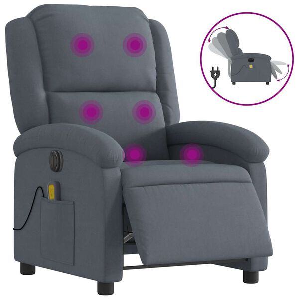 vidaXL Electric Massage Recliner Chair Dark Gray