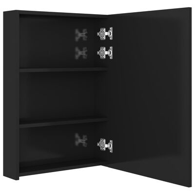 vidaXL LED Bathroom Mirror Cabinet Shining Black 19.7"x5.1"x27.6"