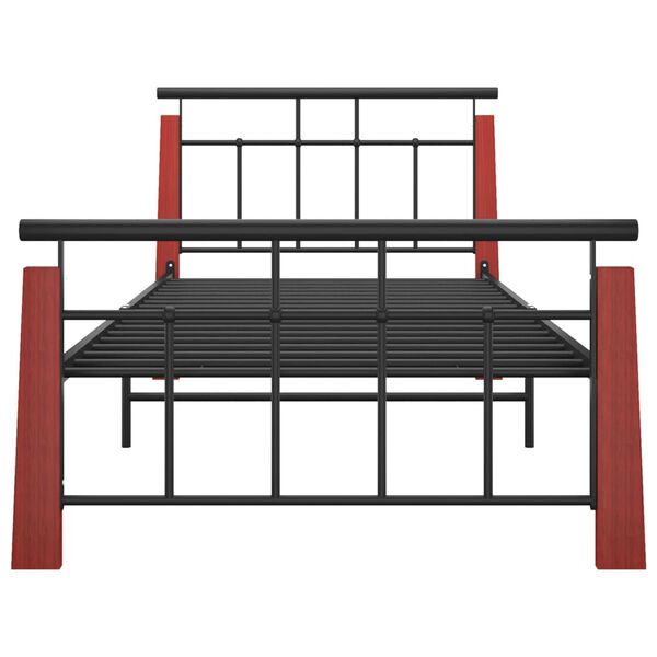 vidaXL Bed Frame Black Powder-coated metal Twin Bed Frame Rectangular