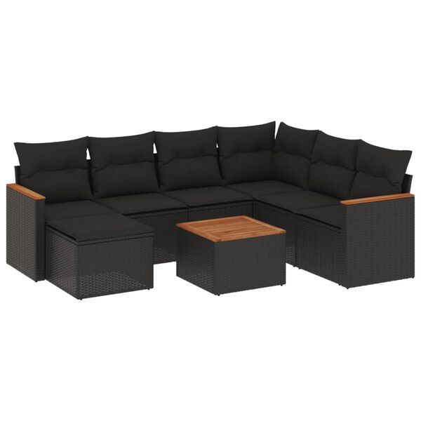 vidaXL Garden Sofa Set Black PE Rattan Large Modular Garden Sofa Set