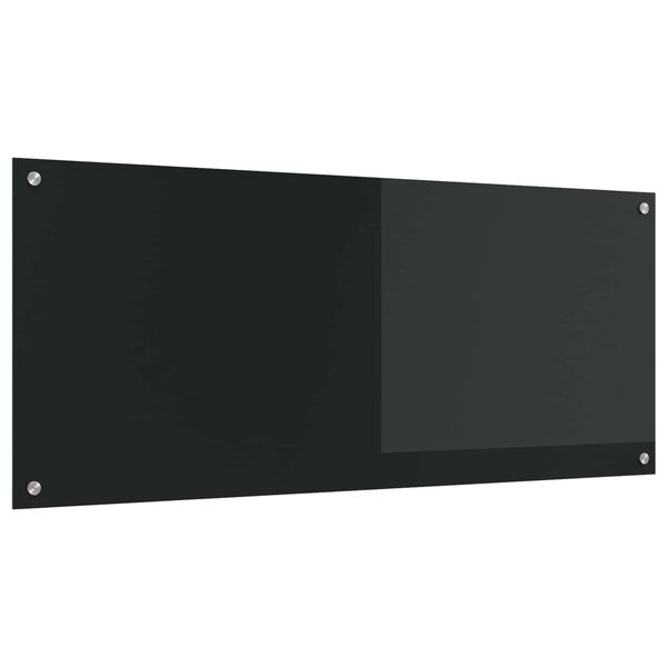 vidaXL Kitchen Backsplash Black 47.24 x 19.69 x 0.24 in Tempered Glass