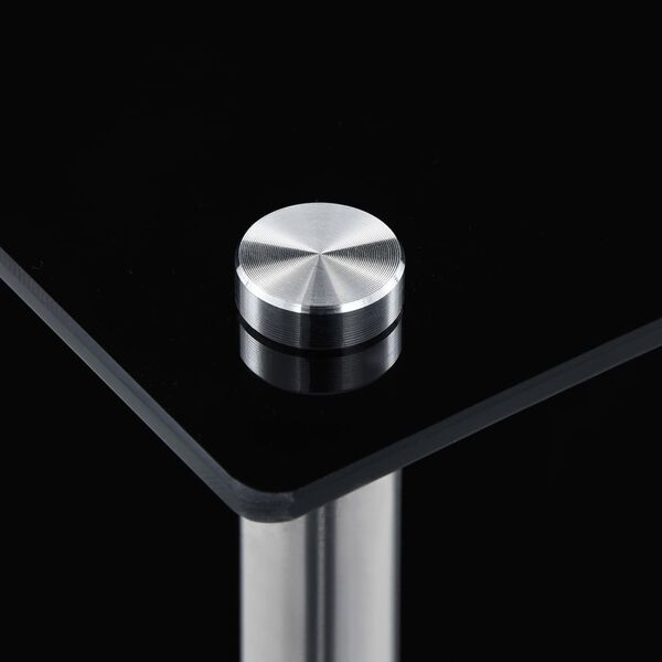 vidaXL Shelf Black Tempered Glass, Stainless Steel 5-Tier Shelf Square