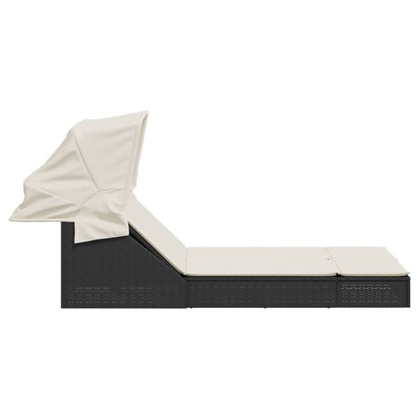 vidaXL Double Sun Lounger Black, Cream White