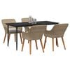 vidaXL Garden Dining Set with Cushion 5 pcs Beige Poly Rattan