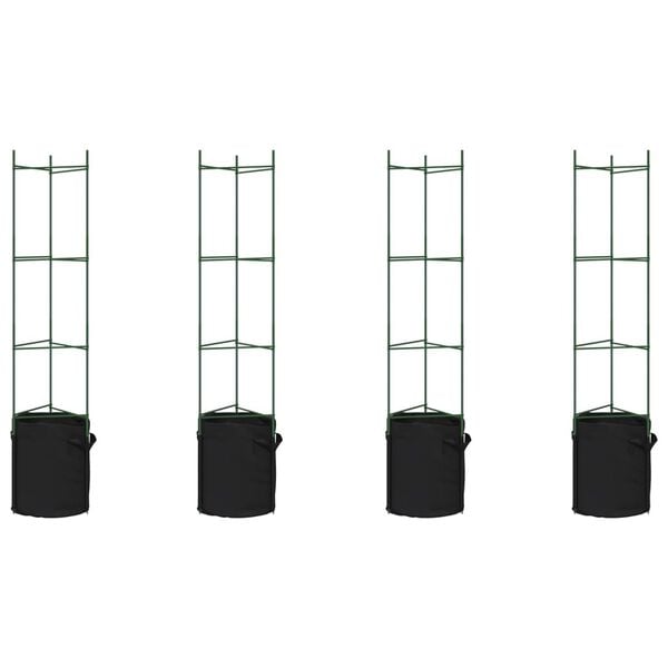 vidaXL Tomato Cage Set of 4 Green Steel with PE coating, PP Medium