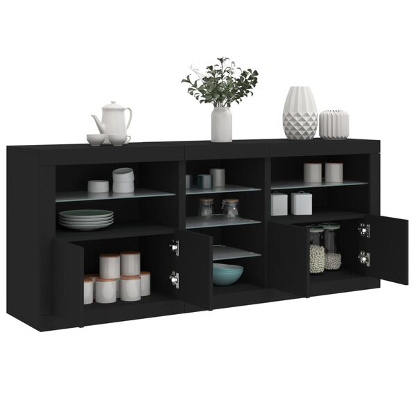 vidaXL Sideboard Black Engineered wood, Glass Standard