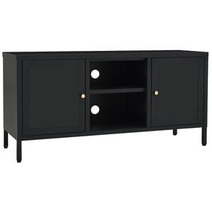 vidaXL TV Cabinet Black Black powder-coated steel Medium Adjustable Feet