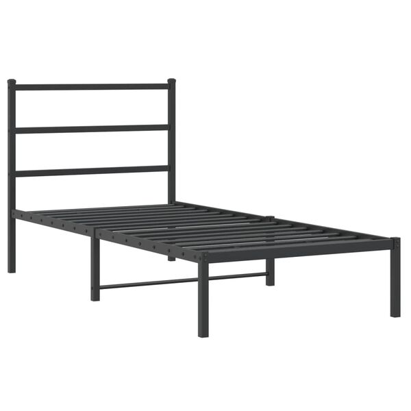 vidaXL Bed Frame Black Powder-Coated Steel Twin Modern Bed Frame