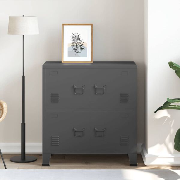vidaXL Storage Chest Anthracite Steel, plastic Medium Storage