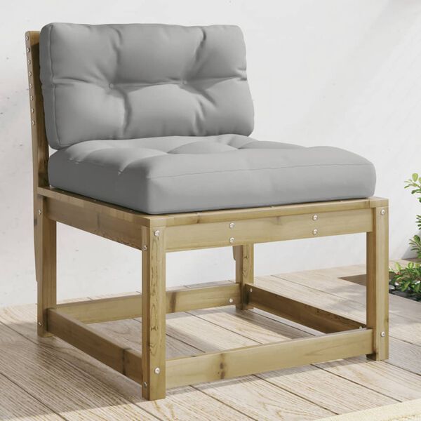 vidaXL Garden Sofa Set of 2 Grey Impregnated pine wood, Polyester Medium
