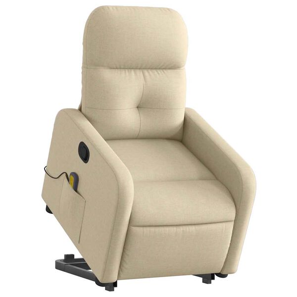 vidaXL Stand Up Massage Recliner Chair Cream Polyester, Metal, Plywood