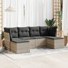 vidaXL Garden Sofa Set Light grey PE rattan 6 Piece Set Adjustable Feet