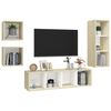 vidaXL TV Cabinet Set White and sonoma oak Engineered wood TV Cabinet Set