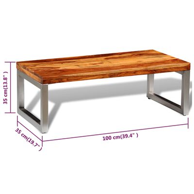 vidaXL Solid Sheesham Wood Coffee Table with Steel Leg
