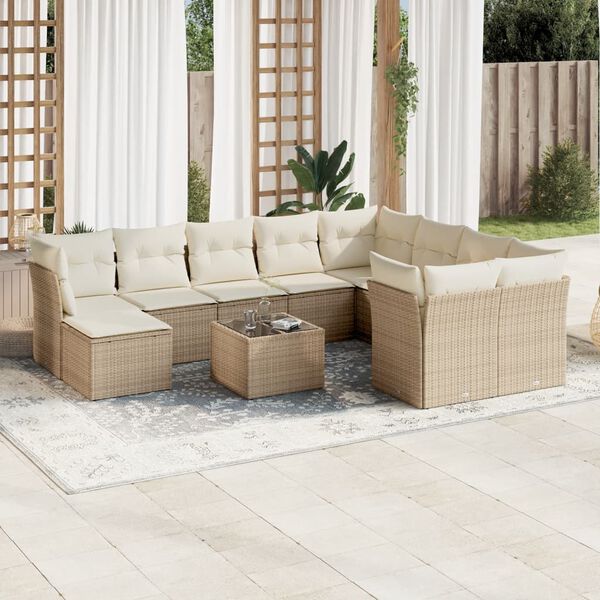 vidaXL Garden Sofa Set Beige, Cream White