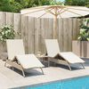 vidaXL Sun Lounger Set of 2 Beige Poly Rattan, Powder-Coated Steel Large