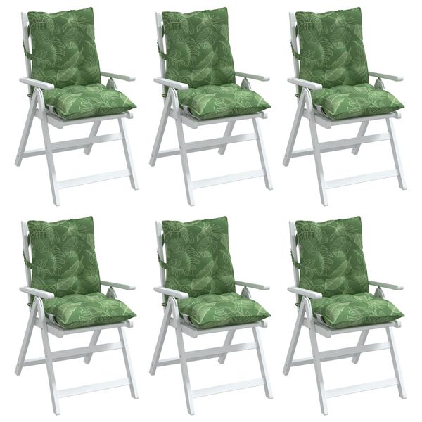 vidaXL Lowback Chair Cushion Set of 6 Leaf pattern