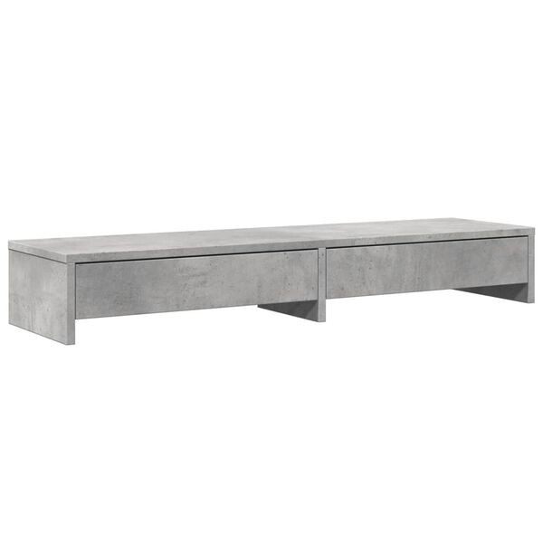 vidaXL Monitor Stand with Drawers Concrete Grey 39.4x10.6x5.9" Engineered Wood