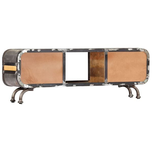vidaXL TV Cabinet Natural Mango Wood Solid Mango Wood, Cast Iron Medium