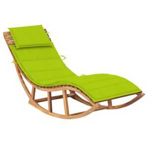 vidaXL Sun Lounger Bright Green Teak Wood Adjustable Armrests