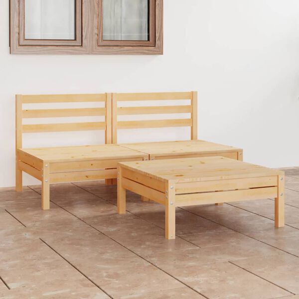 vidaXL Garden Lounge Set Natural Pine Solid Pine Wood Medium Modular
