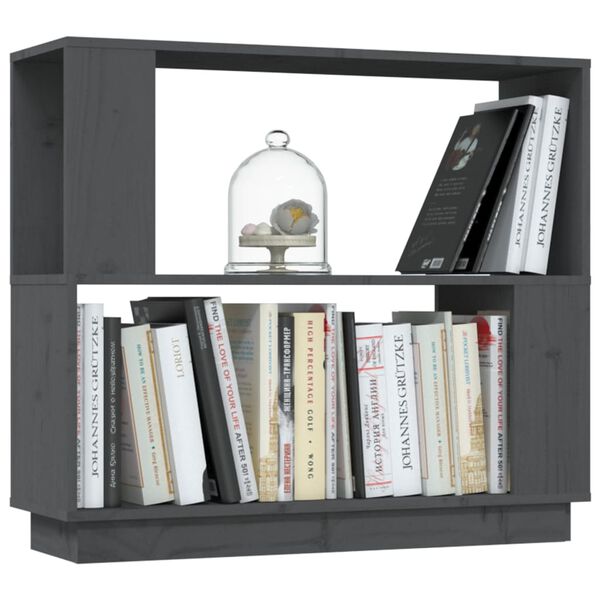 vidaXL Book Cabinet Grey Solid pine wood Medium Book Cabinet
