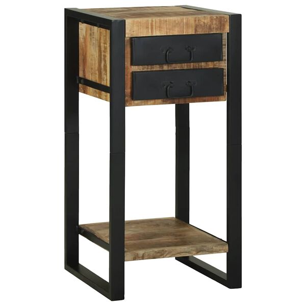 vidaXL End Table Brown 15.7"x15.7"x31.5" Solid rough mango wood