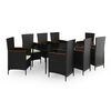 vidaXL Garden Dining Set Black chairs, cream white cushions