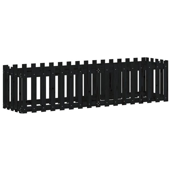 vidaXL Garden Raised Bed Black Solid pine wood Large Durable