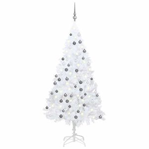 vidaXL Artificial Pre-lit Christmas Tree with Ball Set White 59.1" PVC