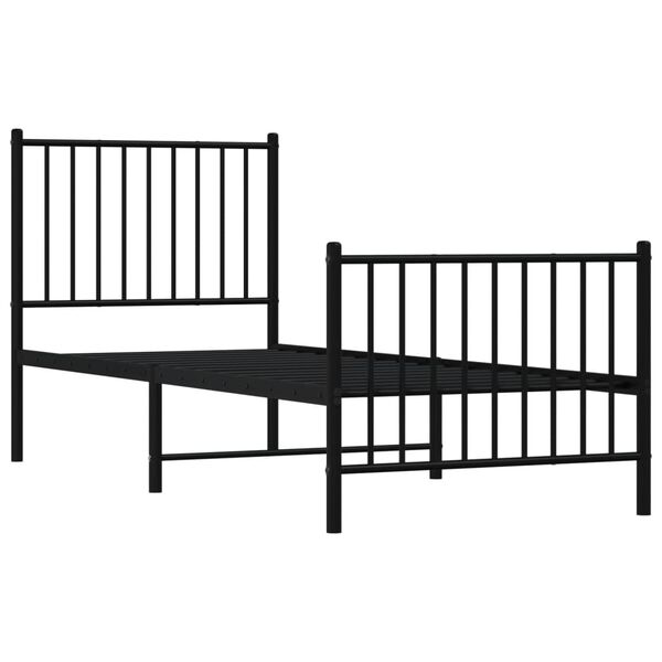 vidaXL Bed Frame Black Steel Small Single Traditional Strong