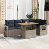 vidaXL 6 Piece Patio Sofa Set with Cushions Gray Poly Rattan