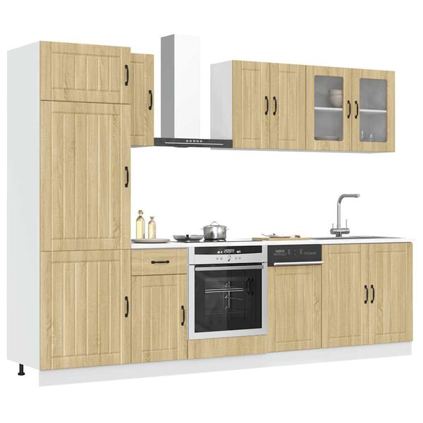 vidaXL Kitchen Cabinet Set Sonoma oak Engineered wood and glass Large