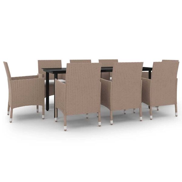 vidaXL Garden Dining Set Beige, Cream White, Black