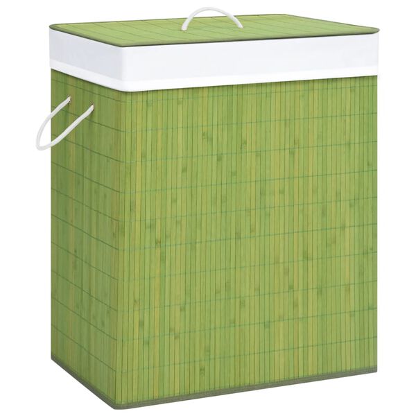 vidaXL Bamboo Laundry Basket with Single Section Green 21.9 gal