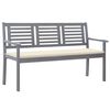 vidaXL Bench Grey Solid eucalyptus wood 3-seater Ergonomic