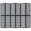 vidaXL Room Divider 6 Panels Black Solid Wood Paulownia