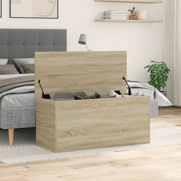vidaXL Storage Box Sonoma Oak Engineered Wood 39.4 x 16.5 x 18.1 in