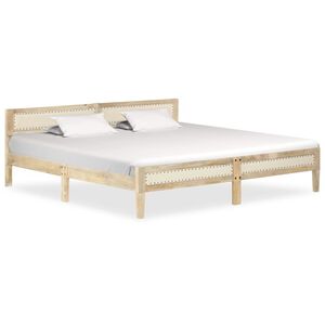 vidaXL Bed Frame Natural wood Solid mango wood, cotton Full Hardwood