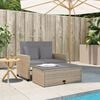 vidaXL Patio Sofa Beige PE rattan, powder-coated steel, polyester 2-seater