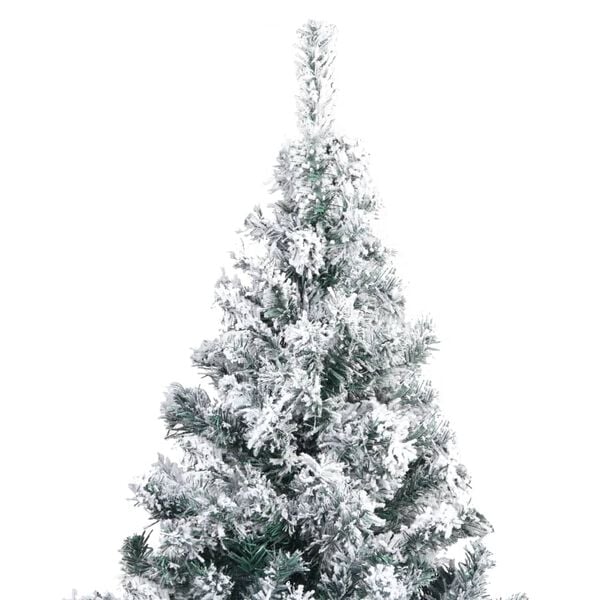 vidaXL Artificial Christmas Tree Green with white flocked snow PVC