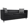 vidaXL Sofa Set Armchair 2-Seater 3-Seater Black Faux Leather