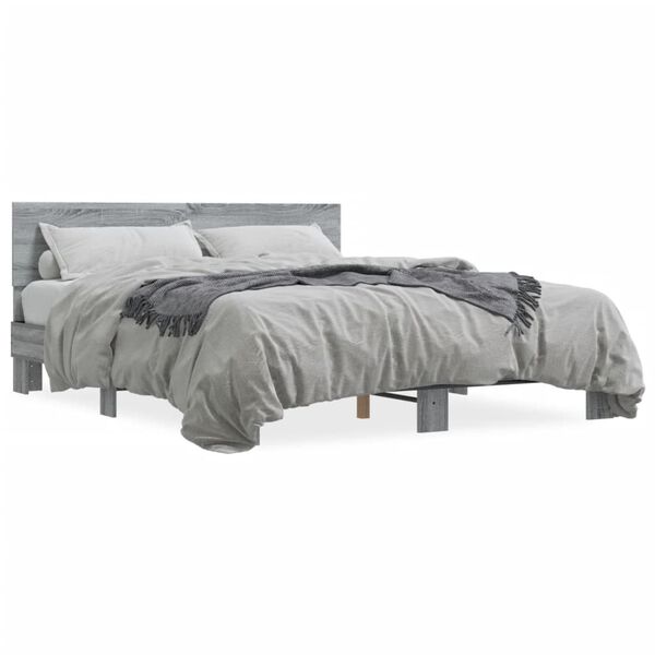 vidaXL Bed Frame Gray Sonoma Engineered wood Double Durable Bed Frame