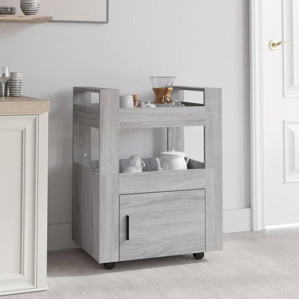 vidaXL Kitchen Trolley Grey Sonoma 23.6x17.7x31.5" Engineered Wood