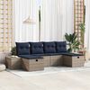 vidaXL Garden Sofa Set with Cushion 6 pcs Grey Poly Rattan