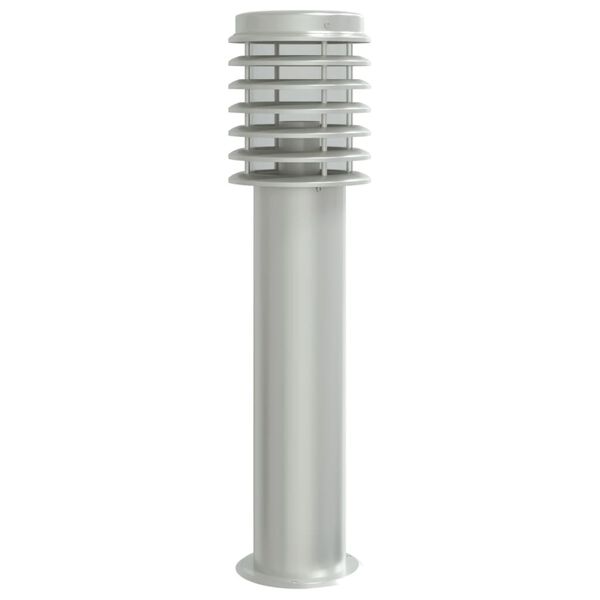 vidaXL Outdoor Floor Lamp Silver Stainless Steel, Polycarbonate Medium