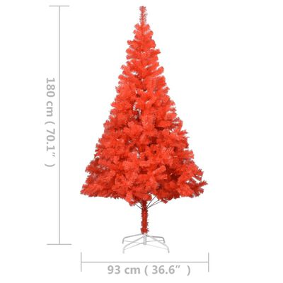 vidaXL Artificial Pre-lit Christmas Tree with Stand Red 70.9" PVC