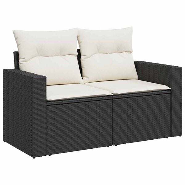 vidaXL Garden Sofa Set Black PE Rattan Large Modular Garden Sofa Set