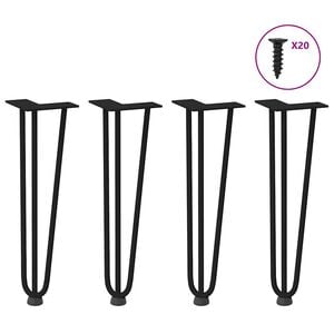 vidaXL Hairpin Table Leg Black Solid Steel 16.5 in tall Adjustable Feet