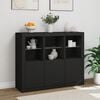 vidaXL Sideboard Set of 3 Black Engineered wood, Glass Sideboard